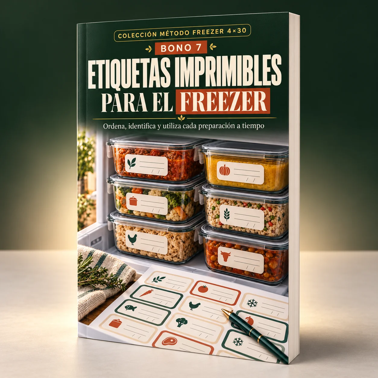 Portada del bono Etiquetas Imprimibles para el Freezer con recipientes etiquetados