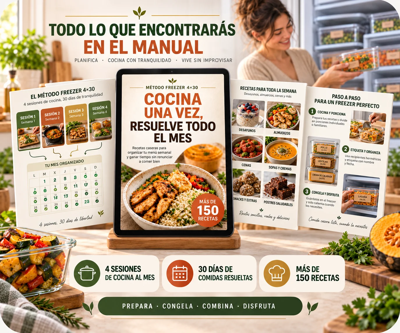 Manual del Método Freezer 4×30 con tablet, recetas y pasos para un freezer perfecto